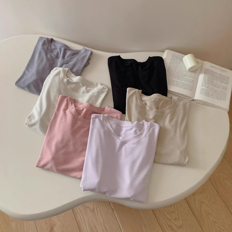 Korean Style Universal Girlfriend T-Shirt for Women, Summer Style, Soft and Skin-Friendly, Versatile, Suitable for Everyone, High Elasticity, Round Neck, Short Sleeve T-Shirt Top