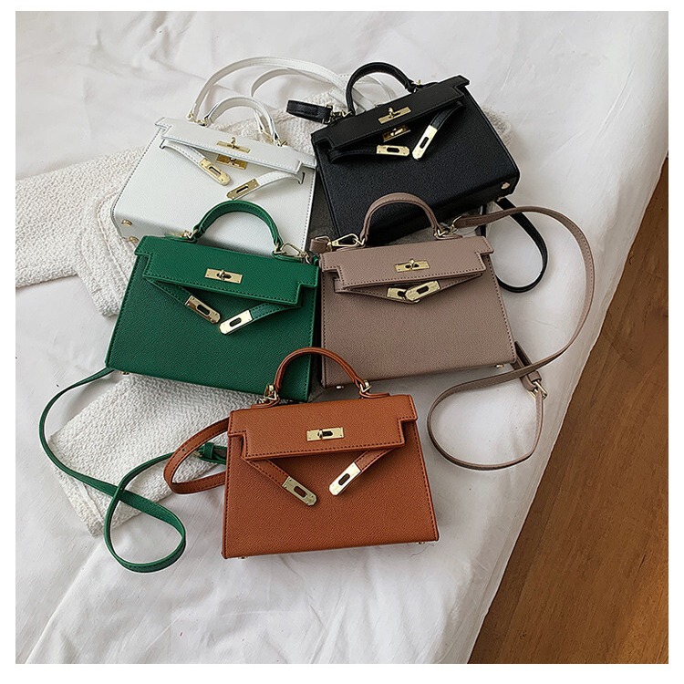 Textured Lock Buckle Small Square Handbag for Women 2026 New Versatile Classic Shoulder Crossbody Bag Pu Fashion Kelly Bag