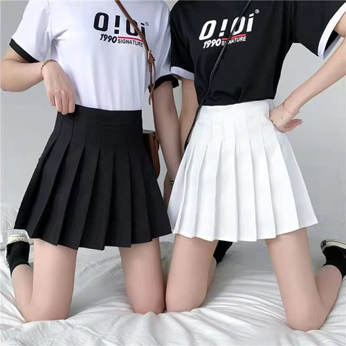 Pure Color Pleated Skirt Sweet Short Skirt Women Spring and Summer Waist Cinching Fashion Student Half Body Skirt JK Uniform