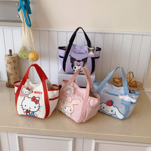 Authentic Sanrio Cartoon Cute Lunch Bag for Students and Office Workers Large Capacity Commuter Tote Bag Cosmetic Bag for Women
