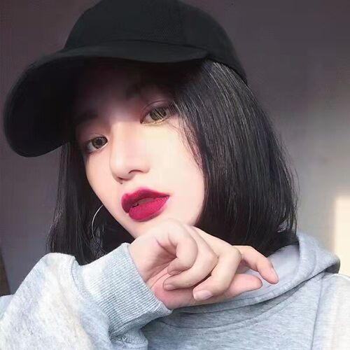 Hat with wig, one-piece fashionable duck tongue hat for women with bob head, versatile internet celebrity, clavicle short hair, full headgear style
