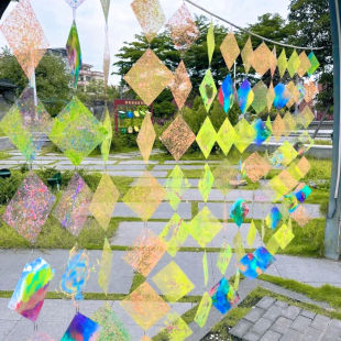 Children's Graffiti Painting DIY Transparent Piece Hanging Ornaments Kindergarten Ring Material PVC Square Piece Pendant Decorative Plastic
