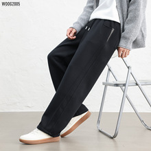 460克重磅天山棉黑色加厚松紧腰男士休闲裤2025秋冬新款宽松长裤