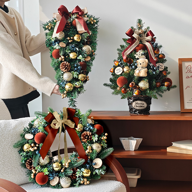 Nuevas decoraciones de Navidad transfronterizas mini escritorio pequeño árbol de Navidad PE guirnaldas colgantes colgantes paquetes
