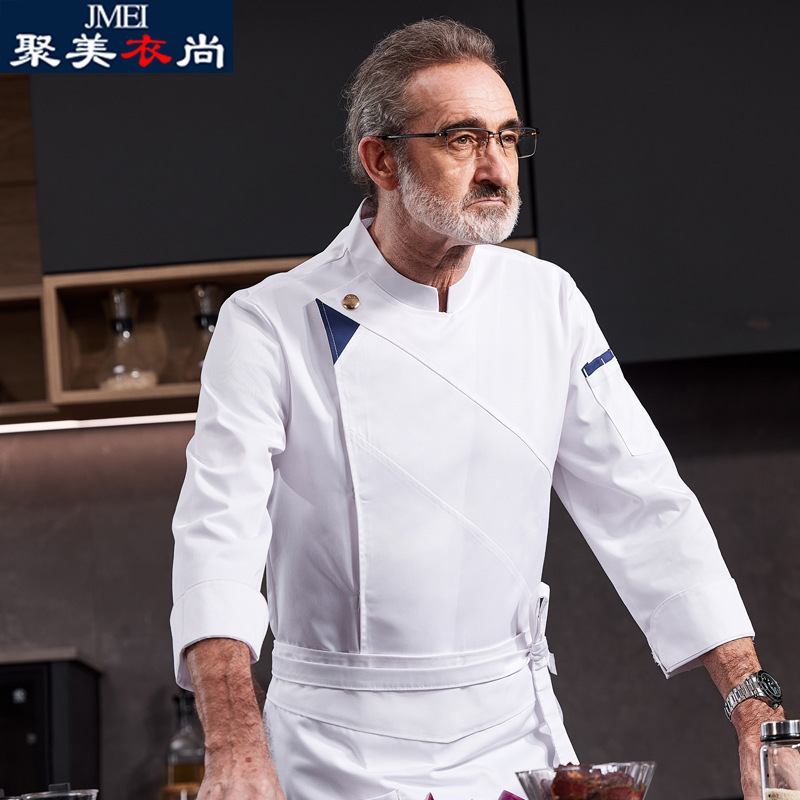 Catering Chef Clothes Long Sleeve Hot Pot Restaurant Kitchen Work Clothes Autumn and Winter Cake Shop Clothing Uniform Printing logo