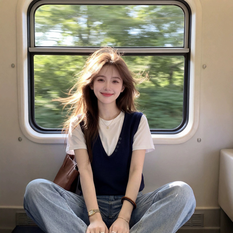 Short-Sleeved Tops for Women Summer 2026 New Style Lazy Style Vest Fake Two-Piece Contrasting Color Splicing Black Short-Sleeved T-Shirt for Women 11599 Short-Sleeved Tops for Women Summer 2026 New Style Lazy Style Vest Fake Two-Piece Contrasting Color Splicing Black Short-Sleeved T-Shirt for Women 11599