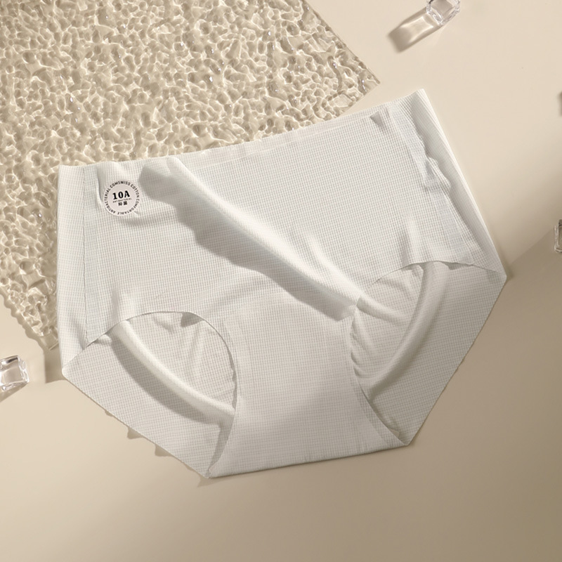 Ropa interior de seda de hielo para mujer, entrepierna antibacteriana de algodón puro, cintura media, transpirable, pantalones cortos triangulares finos para niña, ropa interior sin costuras, verano
