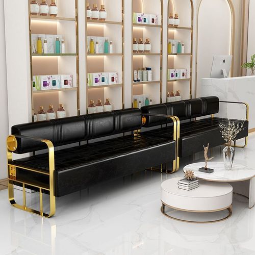 zsr Internet celebrity hair salon sofa waiting chair hair salon beauty nail salon rest area luxury stainless steel long strip sand 