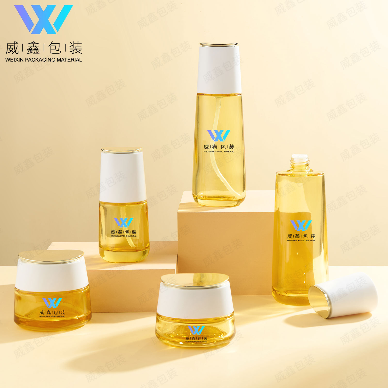 新款 现货 化妆品 护肤 套装 水乳液 喷雾 精华 面霜 玻璃瓶