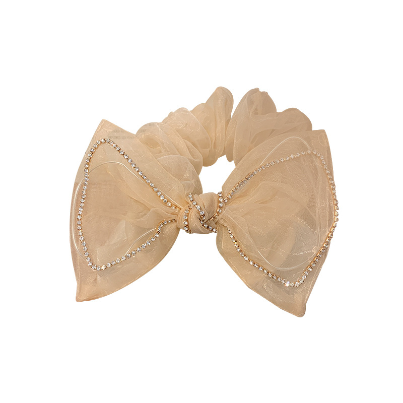 Diamante de malla de arco de arco anillo de cabello cuerdas de cabeza 2021 nuevo temperamento francés anillo de cabello cuerdas de cabello de cabello de flores