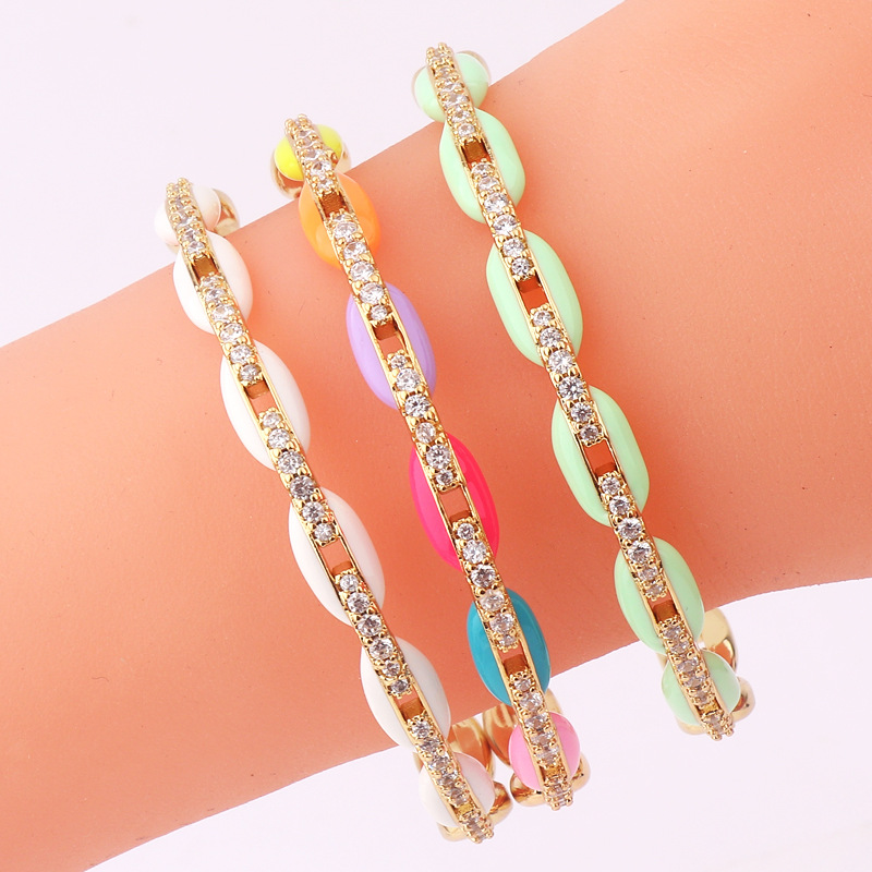 Fashion Geometric Copper Bracelets Stoving Varnish Zircon Copper Bracelets