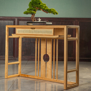 New Chinoiserie Old Elm Entrance Table Case Black Walnut Zen Table Ash Wood Modern Simple End View Table