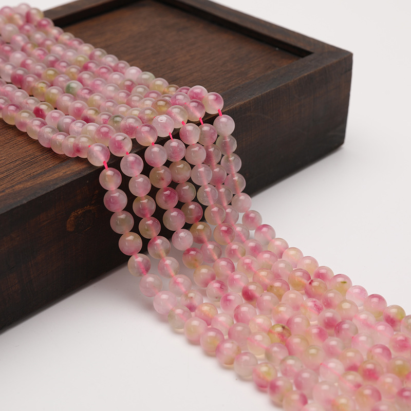 Live Stream A Grade Double Color Agate Round Beads Retro String Beads Handmade Material DIY