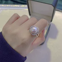 925 серебряных натуральных пресноводных жемчужных колец Птичье гнездо круглое отверстие может регулировать темперамент кольца женщины не выцветает