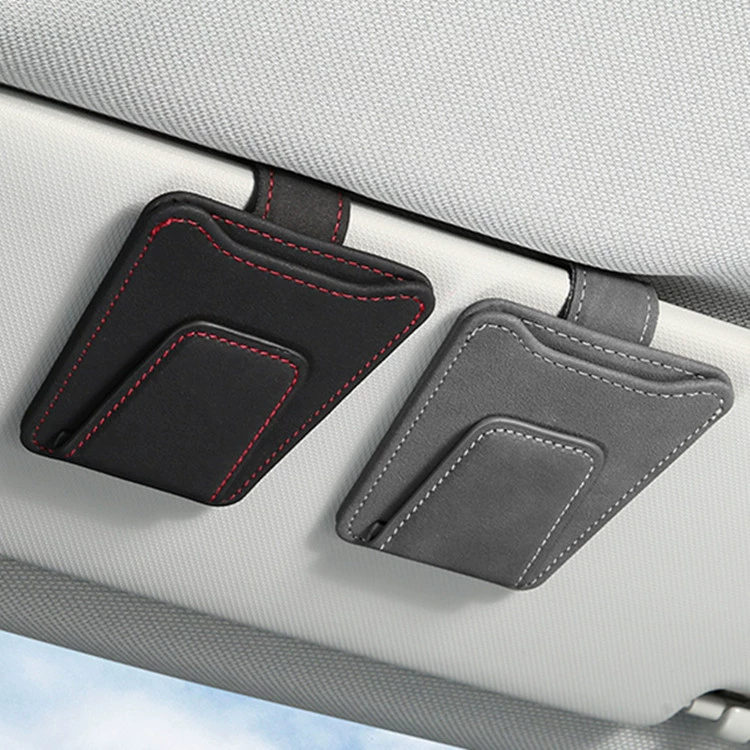 Автомобильные очки клип держатель автомобильные солнцезащитные очки Флип кожаный солнцезащитный козырек карта чековый ящик для хранения Универсальный