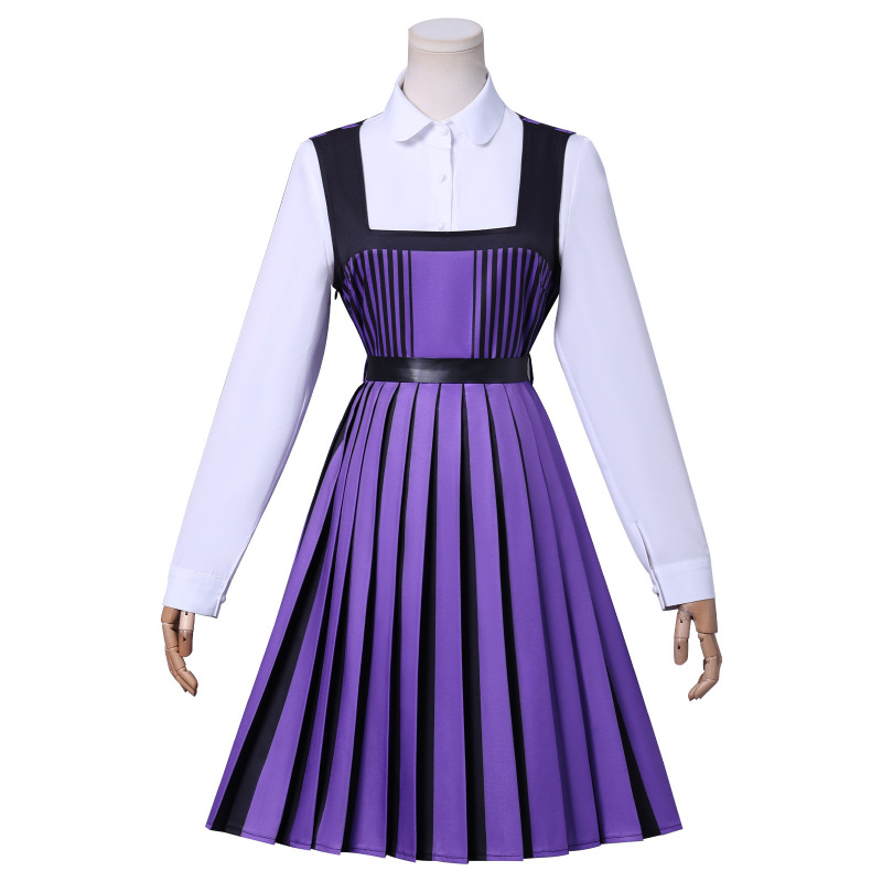 伊萌星期三cos亚当斯一家COS紫色条纹校服cosplay服装二次元美剧|undefined