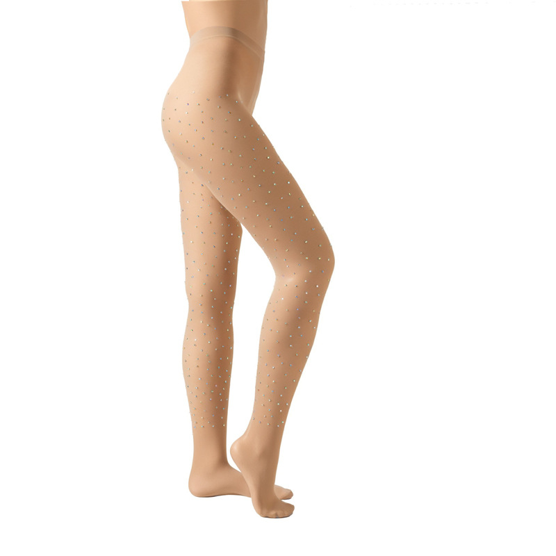 Deseo extra grande más tamaño anti-snagging corte de seda sin costuras ultra-Delgado color caliente diamante rhinestone pantimedias para las mujeres