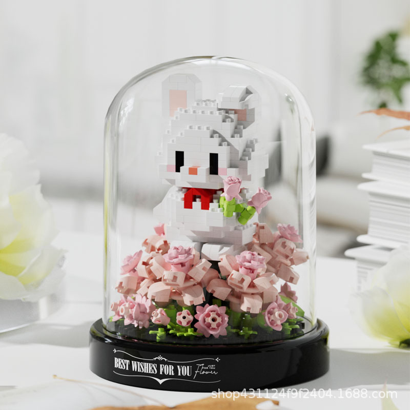 Compatible con Lego inmortal ramo de flores, juguetes de ensamblaje de plantas, adornos de claveles de girasol, regalos de año nuevo para niñas al por mayor