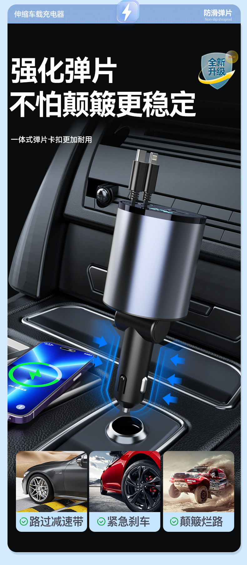 Car Charger 100W Super Fast Charging Dual-Line Flash Charging Retractable Car Charger Factory Wholesale