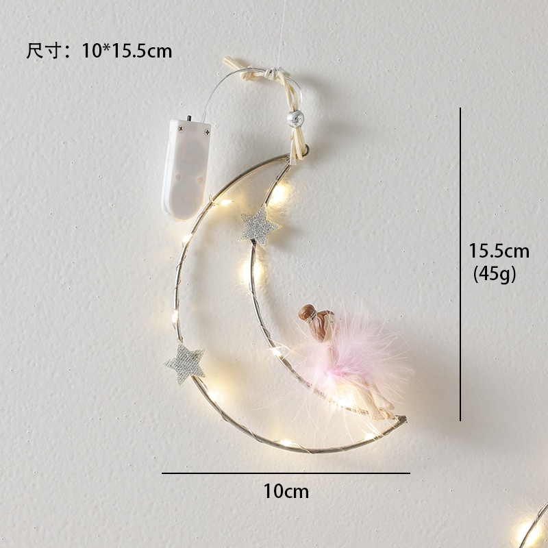 Decoración transfronteriza de Navidad decoración pentagramas luna luminosa lámpara de resina de hierro forjado colgante de pared de Navidad