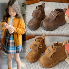 儿童英伦风靴子马丁靴男童绒面短靴2025秋季马丁靴男童新款复古单