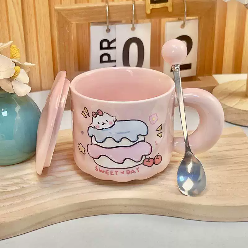 Симпатичная чашка-фото дня рождения fufu с крышкой и ложкой, керамическая кружка, подарок девушке с высоким качеством и значением