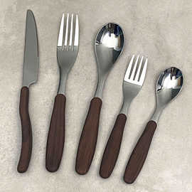 304不锈钢西餐餐具套装仿木纹柄牛排刀叉勺高档西餐酒店餐具