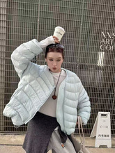 欧洲站2025冬装新品时尚宽松大码短款90白鸭绒泡芙羽绒服女装外套