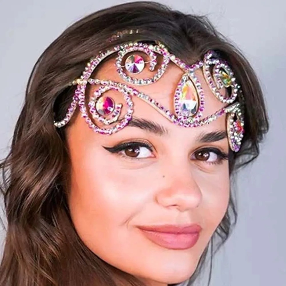 Bohemia color gota de agua correa de cabello personalidad diamante tocado accesorios escenario Headwear