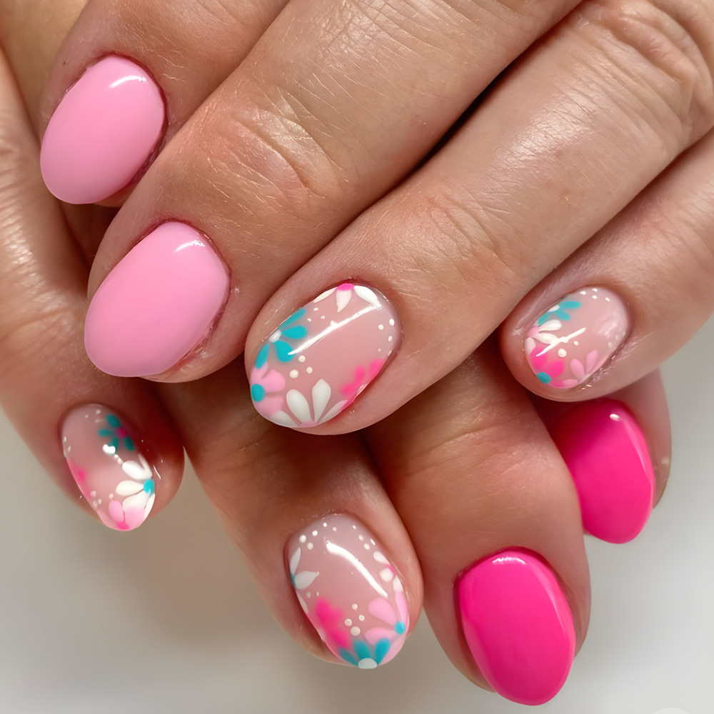 Europa y los Estados Unidos comercio exterior venta caliente pegatinas de uñas rosadas pequeñas flores frescas blanqueamiento de uñas patas de uñas explosivas transfronterizas usar uñas image 1