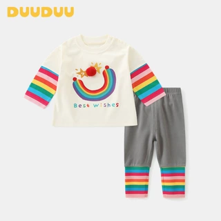 DUUDUU儿童服装2026新款小宝宝长袖T春秋季两件套韩式风女童套装