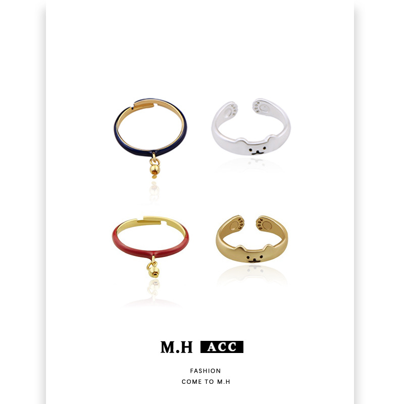 Japanese and Korean cute cat ring female light luxury ins style versatile high sense ring simple temperament open hand jewelry