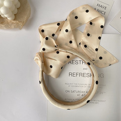 韓版高級感飄帶發箍高顱頂海綿發窟緞面波點碎花寬邊發捆洗臉發卡