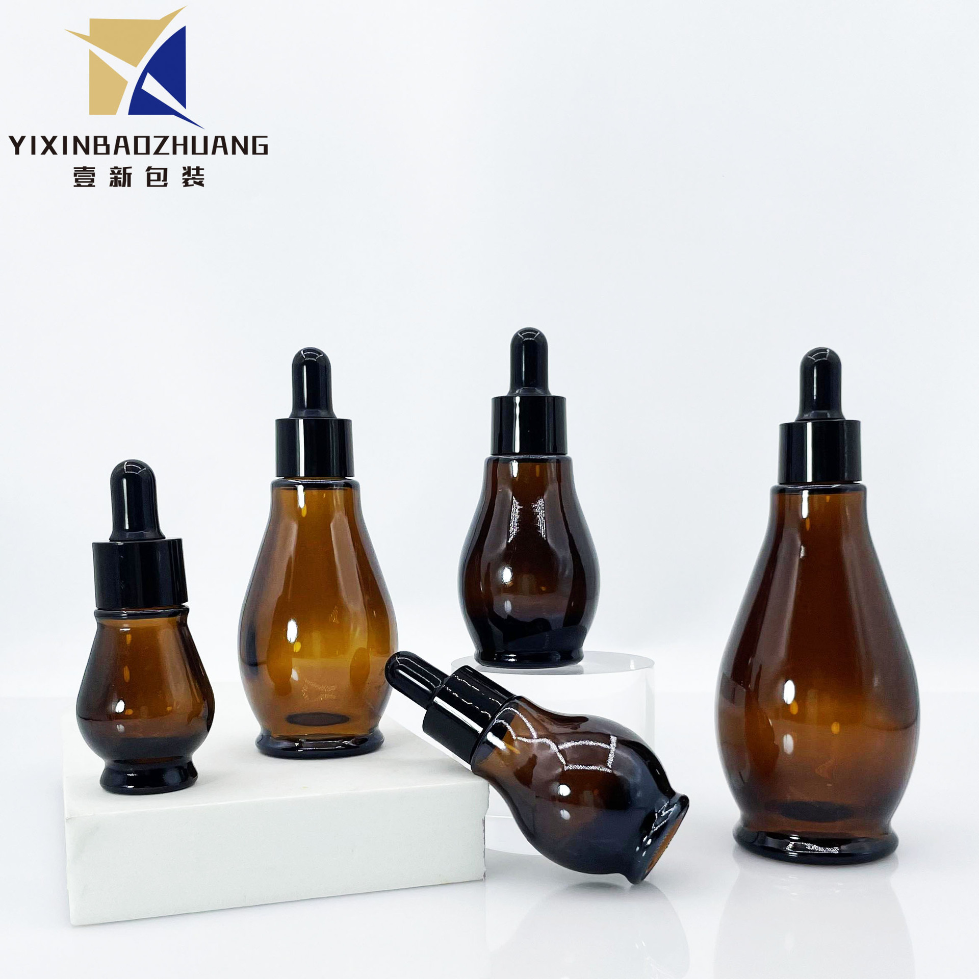 批发30ml茶色葫芦精油瓶50ml按摩油滴管精华瓶喷雾乳液10ml原液瓶