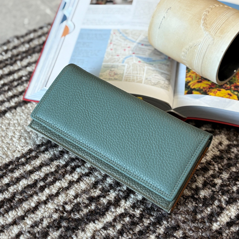 Long Genuine Leather Women's Wallet Niche Design 2025 New Arrival Luxury Multi-Functional Folding Purse Wholesale - Thumbnail 7