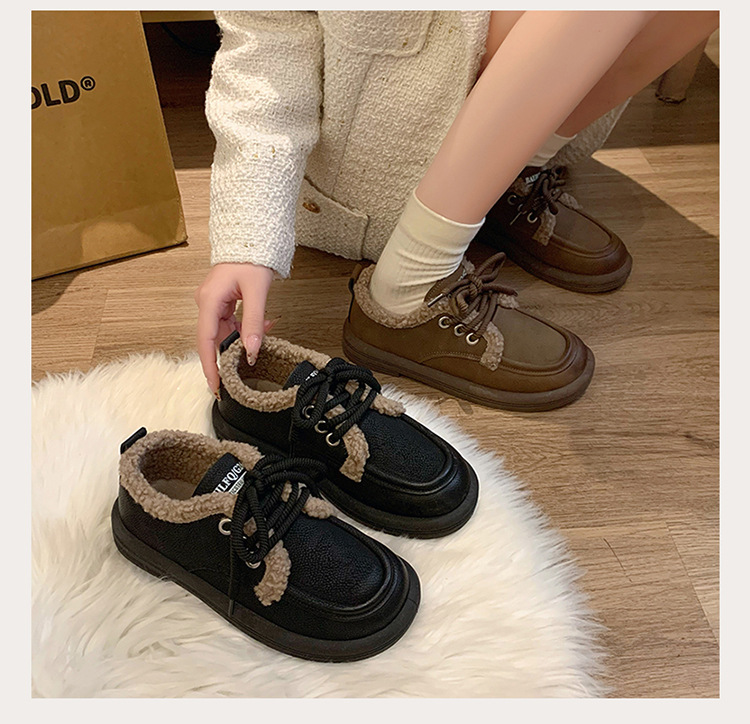 Kleine Lederschuhe im britischen Stil, trendige Winternische für Mädchen, Isolierung aus Baumwollplüsch mit niedrigem Absatz, Außenschuhe mit weicher_voghion.com