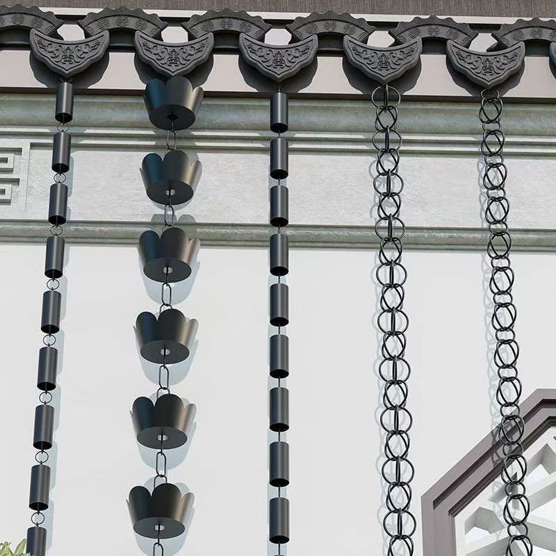 庭院雨链雨水链中式日式排水链雨铃铝合金紫铜引水导水寺庙雨霖铃