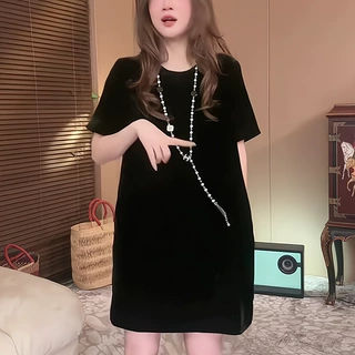 高级感网红爆款连衣裙女春夏新款气质宽松中长款T恤裙CX7547