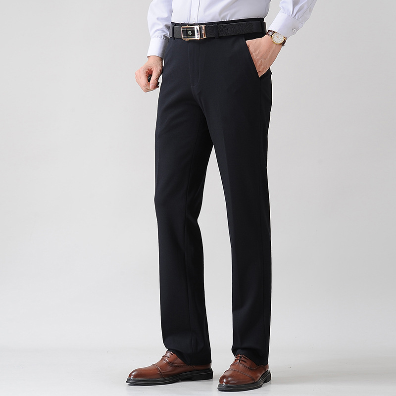 高端男装商务西裤男士针织弹力舒适长裤子2025秋冬厚款直筒休闲裤