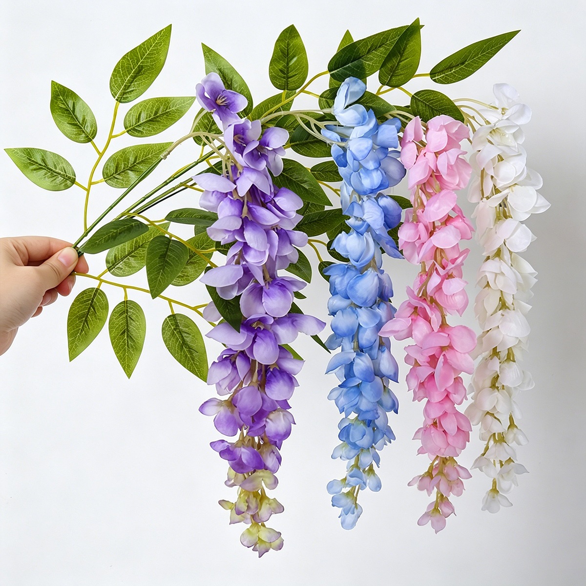 Simulación Able gigante wisteria ramas largas de plástico seda de flores falsas sala de estar interior colgando caña decoración de fotos