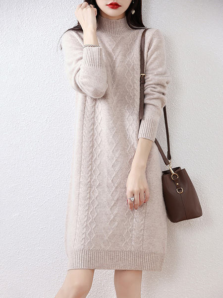 Demi-season woolen design knitted knitted dress