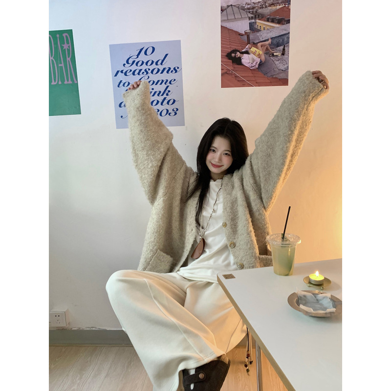 小仙倪子软糯针织衫女秋季超好看绝美宽松毛衣开衫中长款上衣外套|undefined