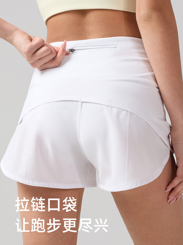 女性用クールスポーツショーツ、露出防止ルルヨガパンツ、速乾性、通気性、フィットネスポケットランニングショーツ2.5インチ|undefined