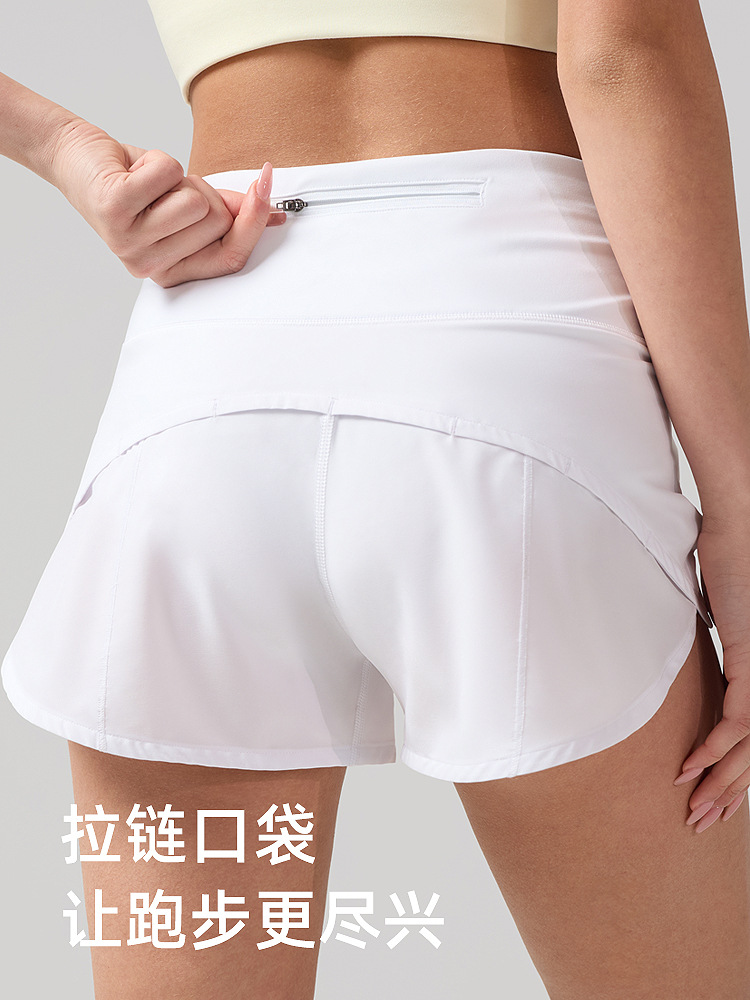 Shorts deportivos refrescantes para mujer, pantalones de yoga Lulu antiexposición, shorts de fitness transpirables de secado rápido con bolsillos, shorts para correr de 2.5 pulgadas