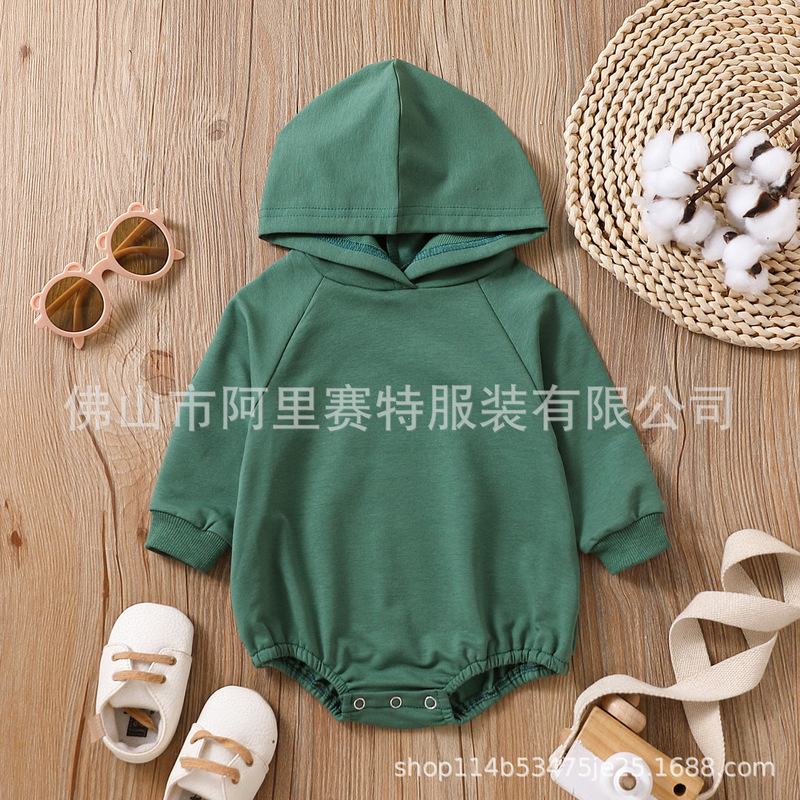 跨境婴幼儿中性男女婴童多色戴帽长袖时尚三角哈衣AL090a|undefined