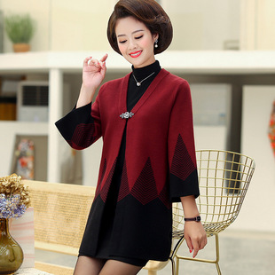 Middle-Aged and Elderly Women's Spring & Fall Knitted Jackets Casual 2024 New Mothers' Autumn Fashion Windbreakers Feminine Tops