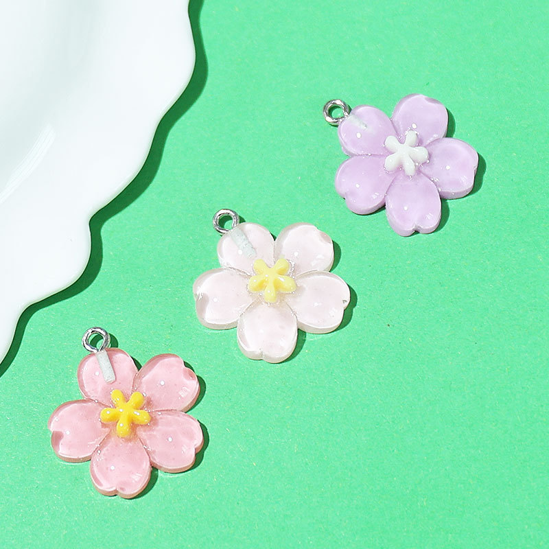 小清新冰透彩色樱花树脂配件   DIY材料水杯冰箱贴手机壳鞋花配件|undefined