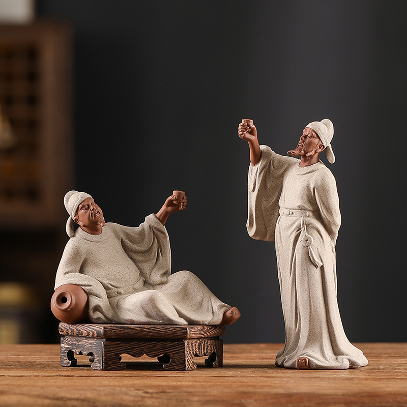Chinese Zen Historical Figure Statue Home Study Desktop Display Shelf Decoration Ceramic Craft Laozi Figurine