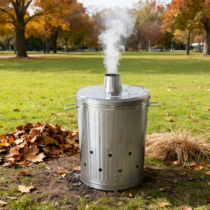 Amazon Cross-Border Exclusive Supply of 20-Gallon Galvanized Iron Incinerator with Chimney, 75L Outdoor Metal Garbage Incineration Bin