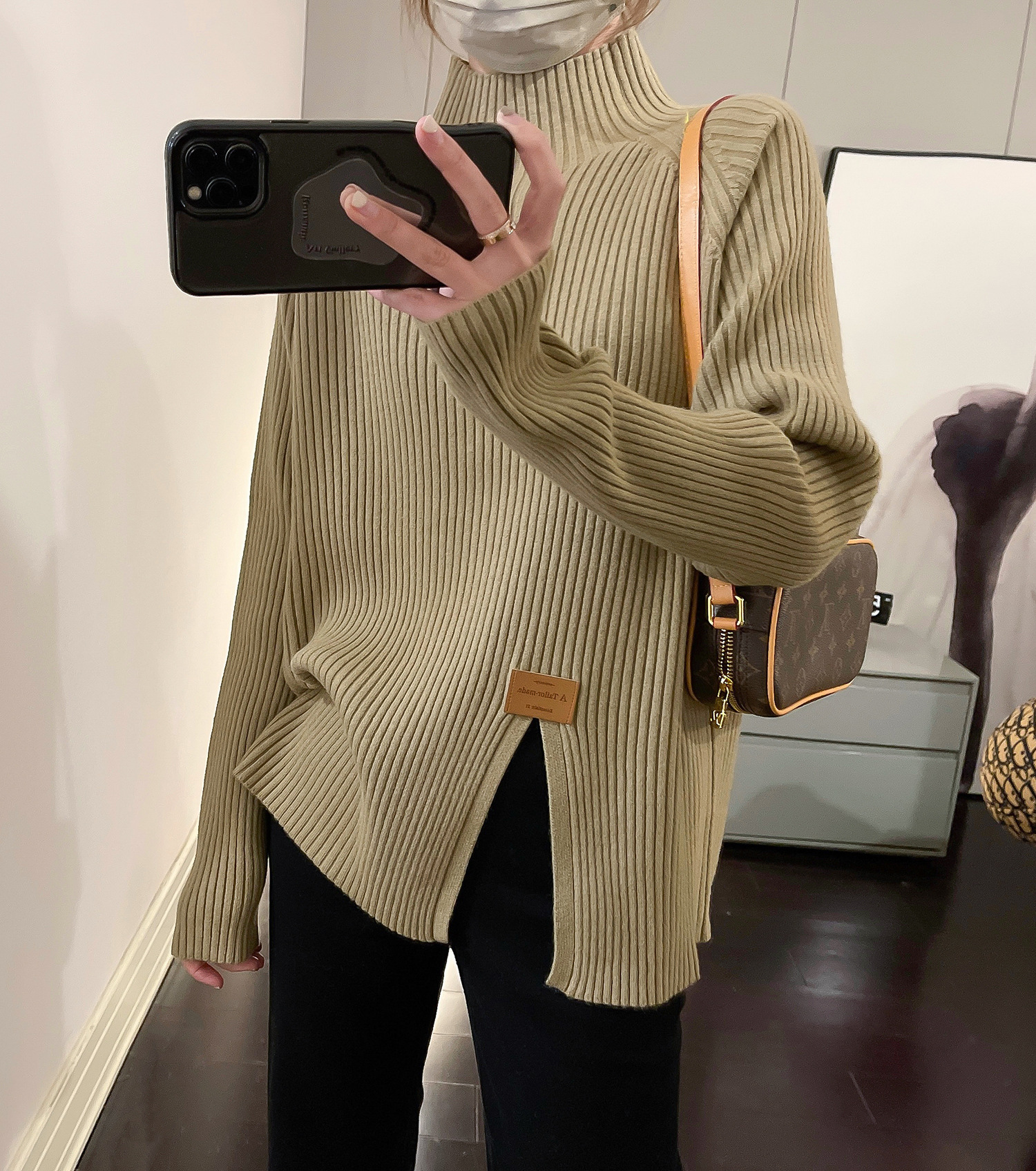 Suéter de cuello alto para mujer, estilo holgado, prenda interior de invierno